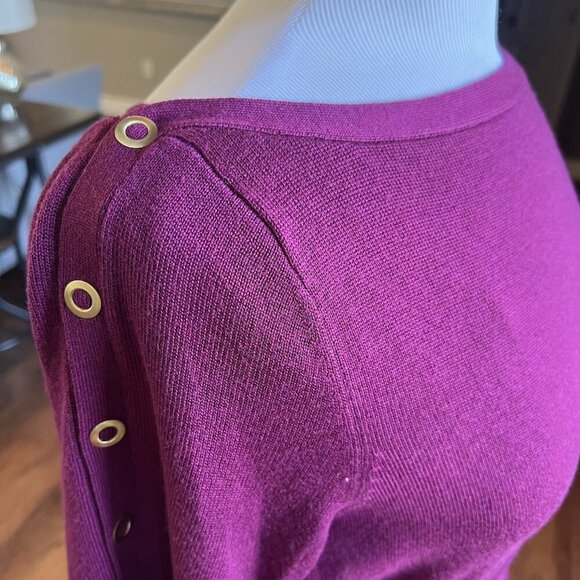 Laundry by Shelli Segal Dress Womens Size Large Bell Snap Sleeves Boat Neck Wine - Picture 12 of 16